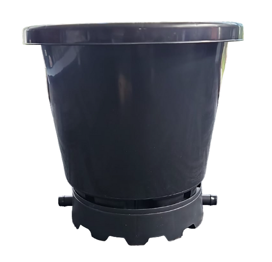 Hydroponic pot with high feet and water catchment base