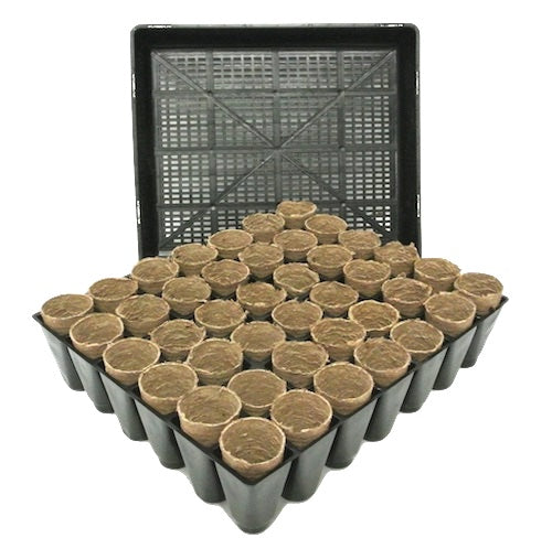 45mm Tall jiffy pot & 100ml 42 Cell Tall Plastic Liner Tray & Seedling Tray Set