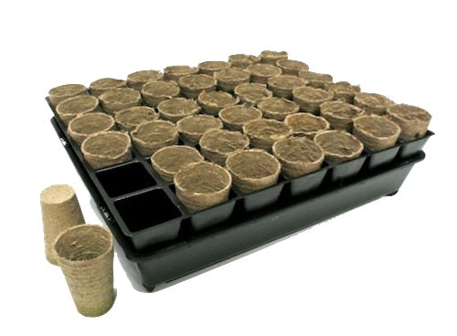 45mm Tall jiffy pot & 100ml 42 Cell Tall Plastic Liner Tray & Seedling Tray Set