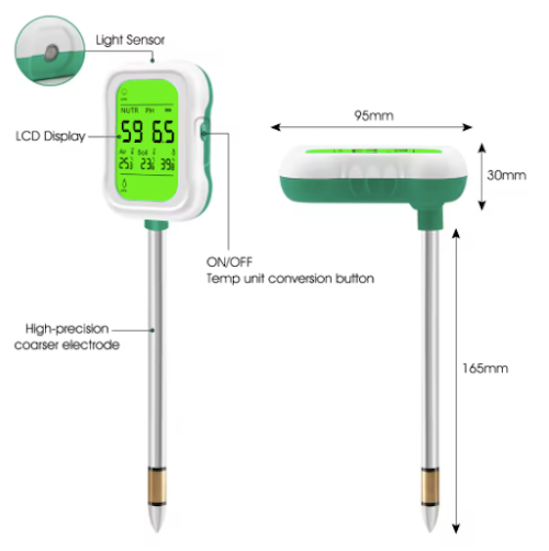 Digital Soil Tester - Moisture, PH, Temperature, Fertility and Light