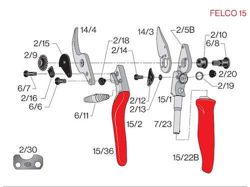 Felco 15 - One-hand pruning shears/secateurs, Small size