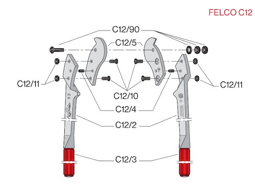 Felco C12 | Two-hand wire and cable cutter - Steel cable to 12mm