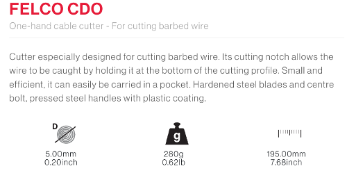Felco CDO | One-hand cable cutter | For cutting barbed wire