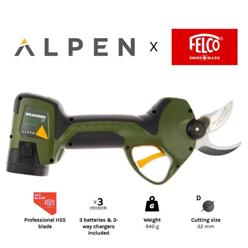 Electric Pruning Shear Wildhorn 32 + Beverin 10 FULL KIT - 5 Batteries