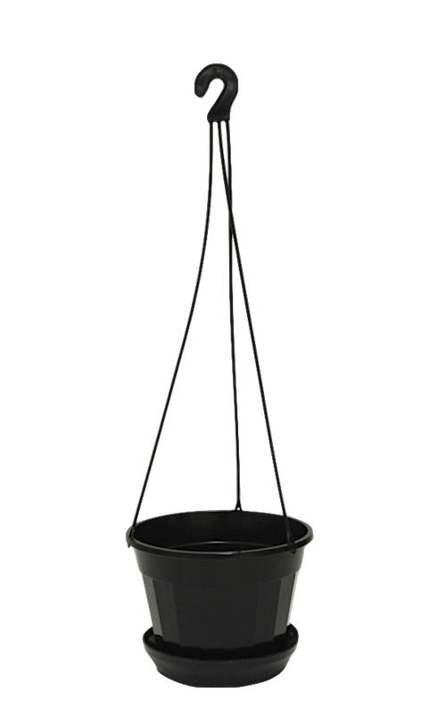 140mm Hanging Pots with Saucers (Black) - AusPots