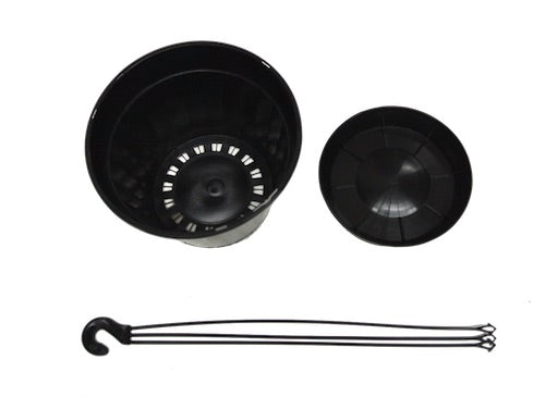 160mm Hanging Basket Pot with Saucer / Black color