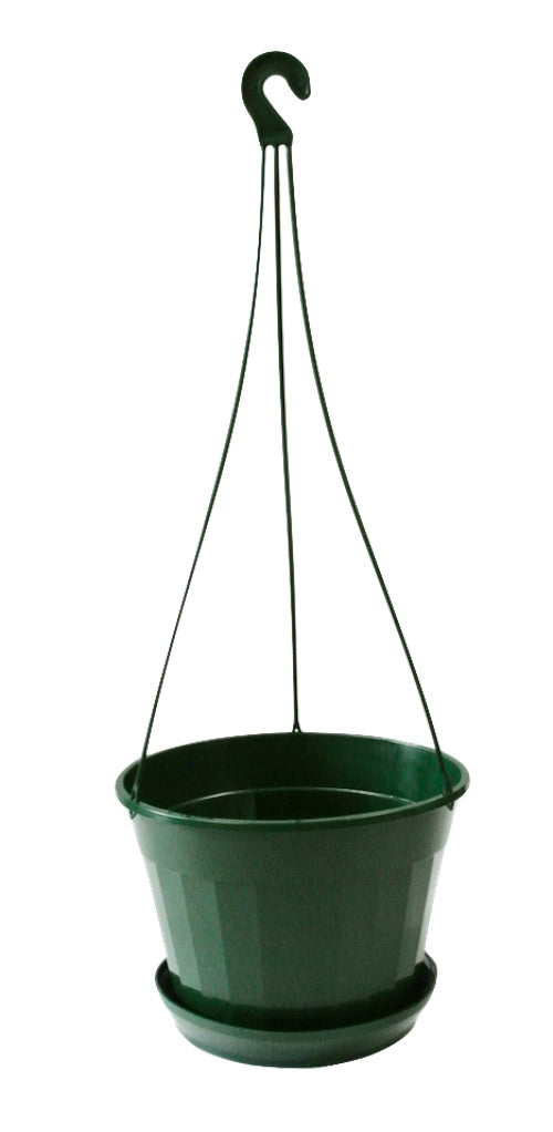 hanging plant pot with saucer 160mm Hanging Basket Pot with Saucer / Green color