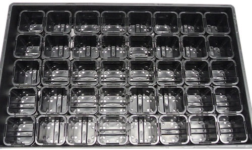 63mm Square Pots (Black) & Large Trays Set