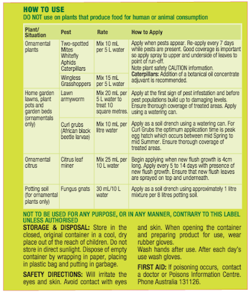 Eco-Neem Registered Organic Insecticide, Mites Killer, Concentrated - AusPots
