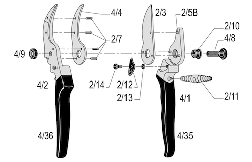FELCO 4 One-hand pruning shear, Good performance, Standard model - AusPots