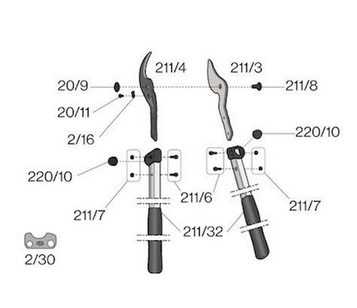 FELCO 211-50 / Lopper | Length 50cm | CURVED cutting head