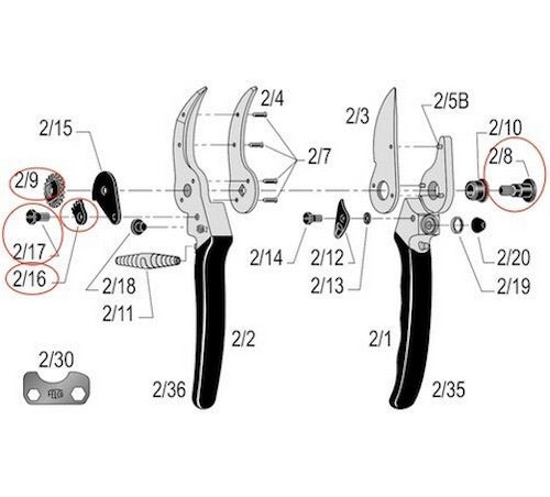 FELCO 2/90 Repair set for Felco 2 / Bolt + Nut