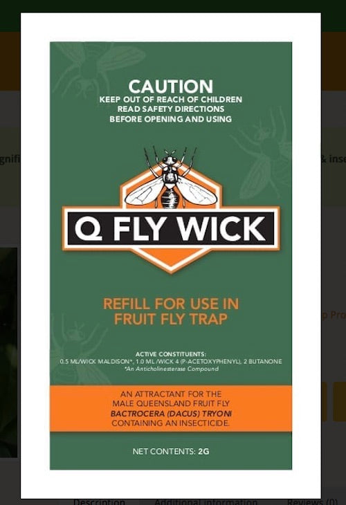 Replacement Wick for Fruit Fly Trap / kills male QLD fruit flies