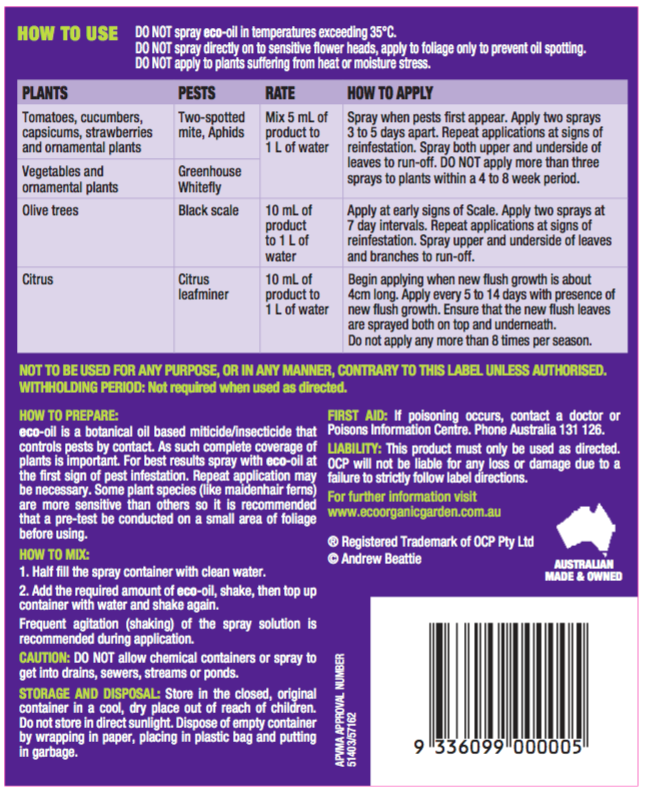 Eco-oil - Organic Miticide and Insecticide. - AusPots