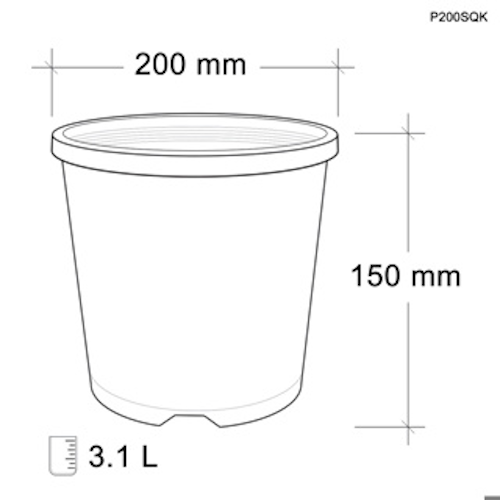 200mm Round Squat Pot