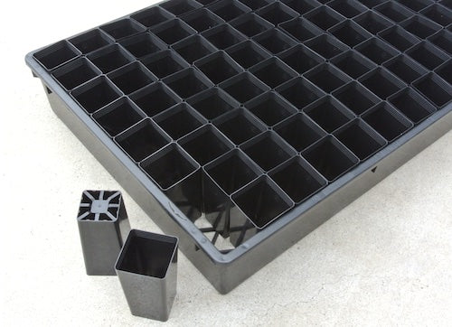 40mm Square Plastic Pot & Large Tray Set