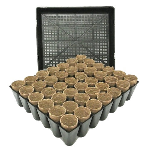 45mm Tall jiffy pot & 100ml 42 Cell Tall Plastic Liner Tray & Seedling Tray Set