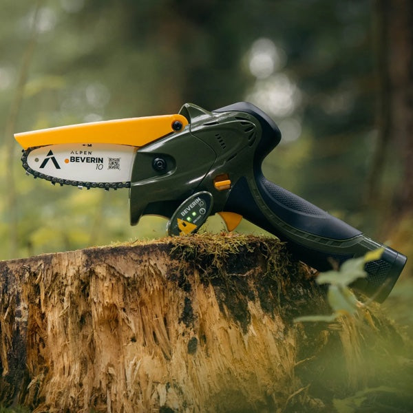 Alpen Beverin 10 Electric Chain Saw | Cordless Mini Pruning Kit with 2 Batteries