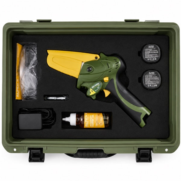 Alpen Beverin 10 Electric Chain Saw | Cordless Mini Pruning Kit with 2 Batteries