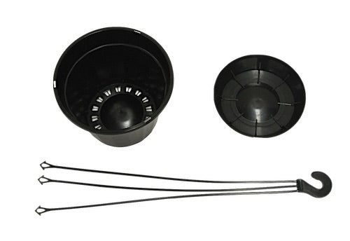 140mm Hanging Pots with Saucers (Black) - AusPots