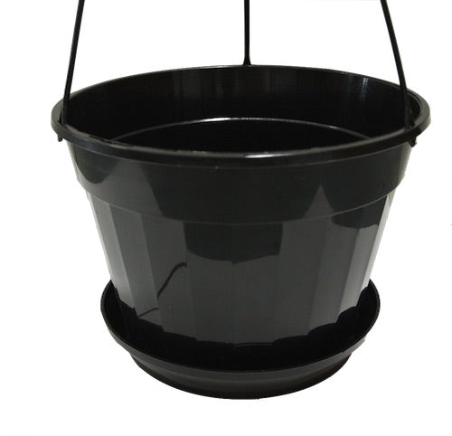 160mm Hanging Basket Pot with Saucer / Black color