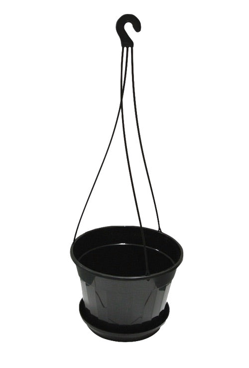 160mm Hanging Basket Pot with Saucer / Black color