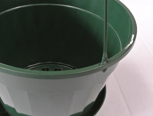 160mm Hanging Basket Pot with Saucer / Green color