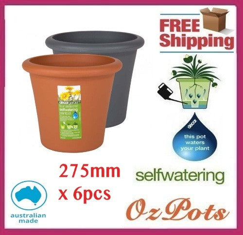 275mm Self Watering Plant Pots x 6pcs - Ozpots