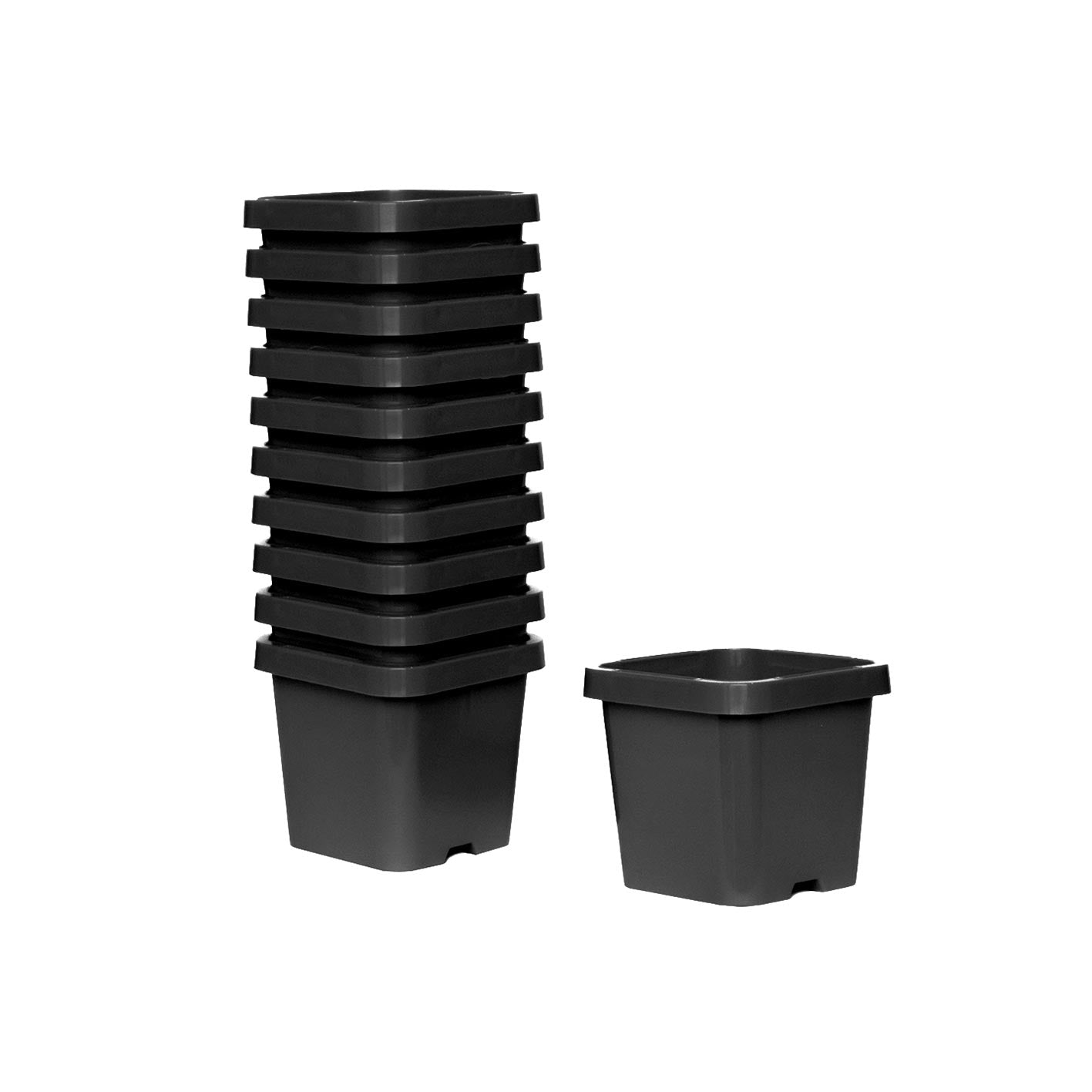 20 X Square Pots Black (63mm) with Tray - AusPots