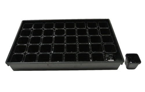63mm Square Pots (Black) & Large Trays Set