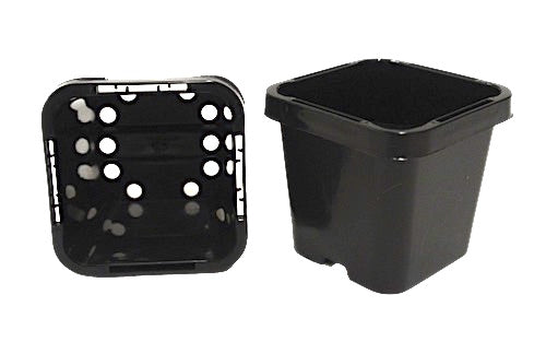 63mm Square Pots (Black) & Large Trays Set