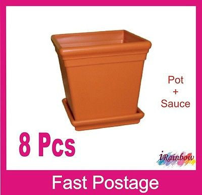 A Square Garden Pots - 180mm with Sauce - Indoor or Outdor Plants or Herbs - AusPots Permaculture