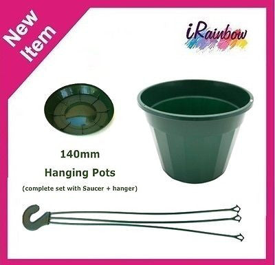 Hanging Basket Plant Pot 140mm with sauce - Indoor / Outdoor Plant or Herbs - AusPots Permaculture